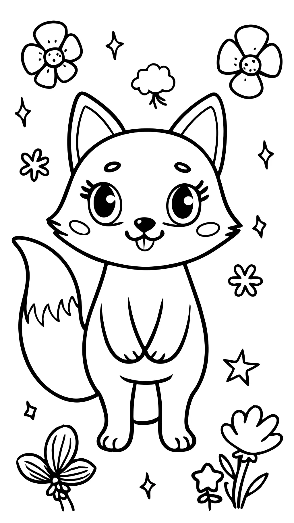 Kawaii Fox Coloring Pages